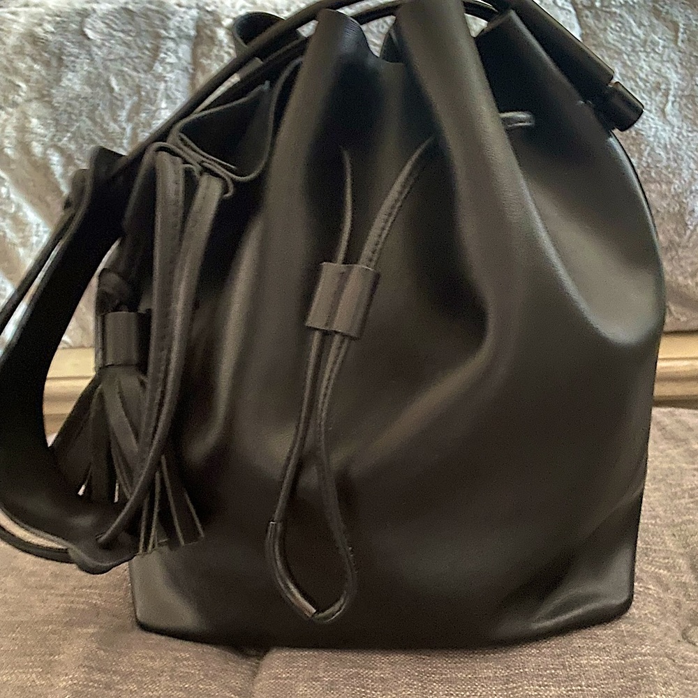 Vince Camuto Black Leather Bucket Bag